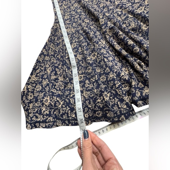 Vintage Lauren Ralph Lauren Fit and Flare Floral Dress Size Small Blue Cream 038 - Picture 7 of 9